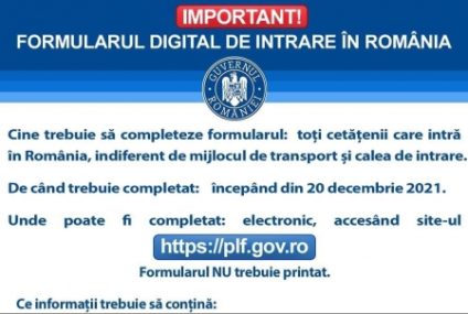 Aproximativ 290.000 de persoane au generat formulare digitale de intrare în România