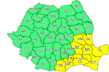 Vreme deosebit de rece și ger în toată țara. Cod galben de vânt puternic în zece județe, până miercuri dimineață