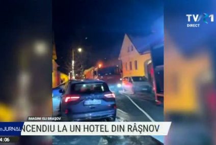 Zeci de turiști evacuați dintr-un hotel care a luat foc. Intervenție de urgență a pompierilor din Râșnov și Brașov