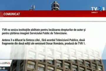 TVR sesizează instituţiile abilitate pentru încălcarea drepturilor de autor. Antena 3 a difuzat, fără acordul STRv, imagini din emisiunea Dosar România