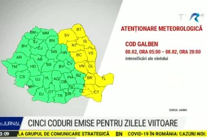 Viscol și ninsori în mai multe zone din țară. Meteorologii au emis cinci alerte de vreme rea