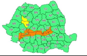 Cod portocaliu de viscol puternic în Carpații Meridionali și de Curbură