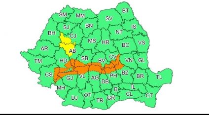 Cod portocaliu de viscol puternic în Carpații Meridionali și de Curbură