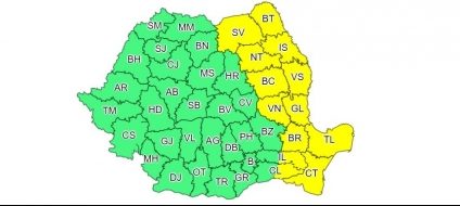 Cod galben de vânt, în vigoare pe parcursul zilei în Dobrogea, estul Munteniei şi Moldova