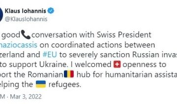 Klaus Iohannis a discutat cu președintele elvețian despre acțiunile coordonate dintre Elveția și UE privind sancționarea invaziei ruse