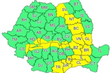 ANM: Cod galben de vânt puternic în 21 de judeţe şi în Bucureşti, pe parcursul zilei de vineri