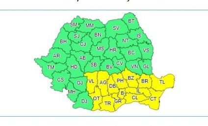 Cod galben de instabilitate atmosferică temporar accentuată de astăzi, la ora 12.00, până mâine, la ora 10.00