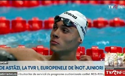 David Popovici se califică în finala de 200 metri liber, la C.E de Înot Juniori. Aur la ștafetă 4x100m liber, pentru România. Cursele, transmise în direct la TVR 1