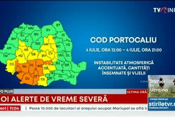 Căldură extremă și instabilitate atmosferică. Sunt în vigoare Coduri de caniculă și disconfort termic, dar și de vijelii