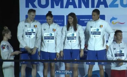 C.E de Natație Juniori 2022 – Ştafeta combinată a României, medalia de argint la 4×100 m liber. David Popovici: Eu zic că am obţinut fix ce am vrut în finala de ştafetă mixtă