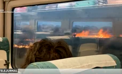 Panică într-un tren din Spania. Vagoanele cu călători s-au oprit în mijlocul unui incendiu de vegetație