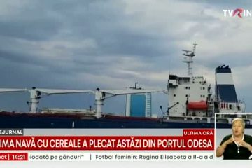 Prima navă cu cereale ucrainene a plecat din portul Odesa. Vasul, sub pavilion Sierra Leone, încărcat cu 26 de mii de tone de porumb trebuie să ajungă în Liban