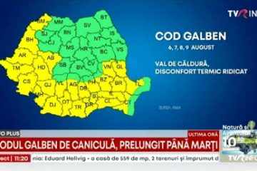 METEO – Cod Galben de caniculă prelungit până marți