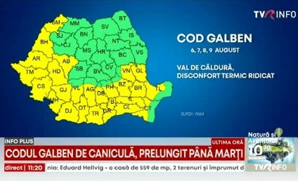 METEO – Cod Galben de caniculă prelungit până marți