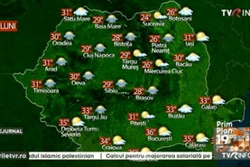 Vremea azi: Canicula persistă în sud și sud-est, iar în restul țării se așteaptă instabilitate atmosferică