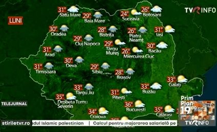 Vremea azi: Canicula persistă în sud și sud-est, iar în restul țării se așteaptă instabilitate atmosferică