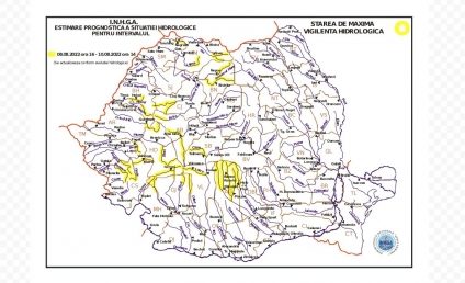 Avertizare hidrologică de posibile inundații și creșteri de debite în bazinele râurilor Someș, Crișul Negru, Crișul Alb, Mureș, Bega, Timiș, Jiu, Olt și Argeș