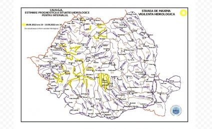 Avertizare hidrologică de posibile inundații și creșteri de debite în bazinele râurilor Someș, Crișul Negru, Crișul Alb, Mureș, Bega, Timiș, Jiu, Olt și Argeș