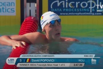 David Popovici s-a retras din finala de 400 m liber la Campionatele Europene de Natație, după ce se calificase cu al patrulea timp