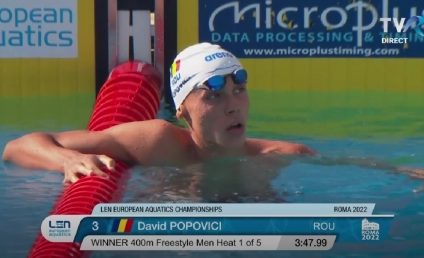 David Popovici s-a retras din finala de 400 m liber la Campionatele Europene de Natație, după ce se calificase cu al patrulea timp