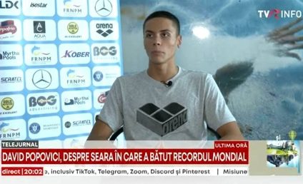 Ambiția campionului David Popovici: „O să vin eu însumi din urma mea și o să-mi bat recordul”