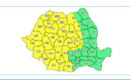 Noi avertizări ANM de coduri galbene: instabilitate atmosferică și ploi în cea mai mare parte a țării și disconfort termic ridicat în vestul și sud-estul țării