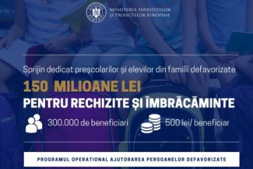 Peste 300.000 de preşcolari şi elevi din familii defavorizate vor primi ajutoare în valoare de 500 lei