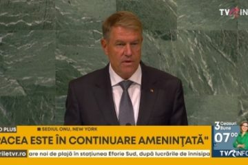 Klaus Iohannis, la Adunarea Generală ONU: Trebuie să garantăm respectul pentru integritatea teritorială, suveranitatea și independența tuturor statelor. Trebuie să combatem utilizarea energiei ca instrument de șantaj