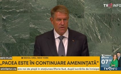 Klaus Iohannis, la Adunarea Generală ONU: Trebuie să garantăm respectul pentru integritatea teritorială, suveranitatea și independența tuturor statelor. Trebuie să combatem utilizarea energiei ca instrument de șantaj