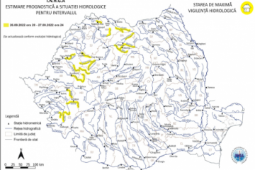 Cod galben de viituri în mai multe bazine hidrografice din vestul și nord-vestul țării, în urma ploilor