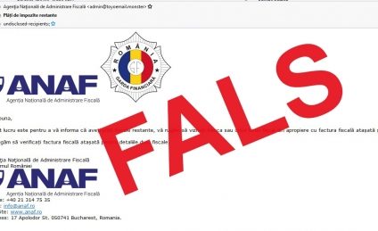 ANAF avertizează cu privire la o nouă campanie de mesaje false, transmise în numele instituţiei