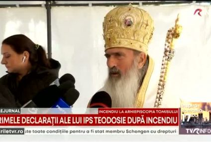 Primele declaraţii ale ÎPS Teodosie, după incendiul de la Arhiepiscopia Tomisului: În timp ce mă rugam, ştiam că Dumnezeu ne ocroteşte