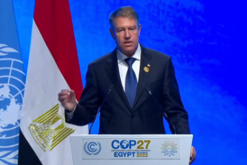 Klaus Iohannis, la Summitul implementării climatice de la Sharm El-Sheikh. ”Schimbările climatice nu sunt un concept abstract, ci o realitate cotidiană. România s-a confruntat anul acesta cu o secetă severă”