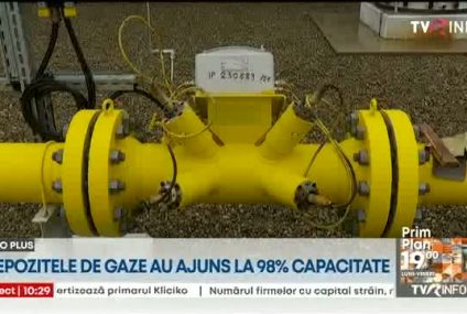 România a ajuns la 3 miliarde de metri cubi de gaze în depozite, adică o capacitate de aproape 98%