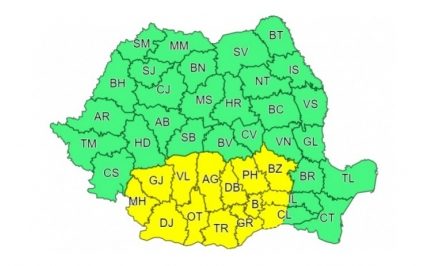 Meteorologii au emis avertizări cod galben de ploi, ninsori moderate și de vânt puternic, valabile până luni