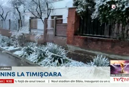 Schimbare radicală a vremii în vestul țării. Ninsoarea aduce temperaturi scăzute la Timișoara