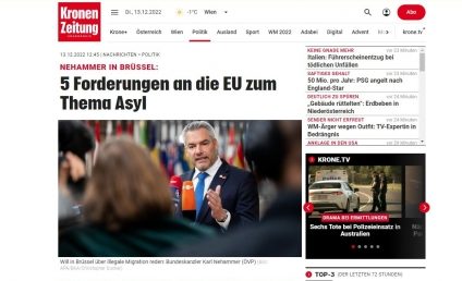 Summit UE: Austria are cinci cerinţe pentru UE cu privire la azil (presa austriacă). Una dintre ele: Țările de la graniţele externe trebuie sprijinite suplimentar în ce priveşte protecţia frontierelor