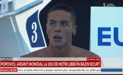 David Popovici, medaliat cu argint la Mondialele în bazin scurt, în proba de 200 m liber