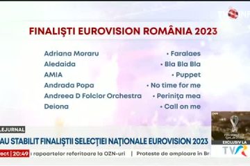 Au fost desemnaţi cei 12 finalişti ai Selecţiei Naţionale Eurovision România 2023. Reprezentantul țării noastre în concursul din Marea Britanie va fi desemnat exclusiv prin votul publicului