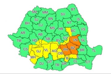 Cod portocaliu de precipitaţii abundente în Prahova, Buzău, Vrancea şi în zona montană din judeţul Dâmboviţa