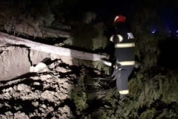 Vâlcea: O alunecare de teren care a antrenat copaci a blocat DN 67, la Horezu