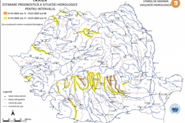 Cod portocaliu de inundaţii pe râuri din judeţele Dolj, Sibiu, Vâlcea şi Prahova