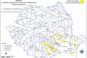 Cod galben de inundaţii în 12 judeţe, începând de vineri dimineaţă până sâmbătă noapte