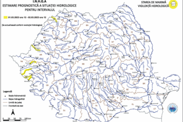 Cod galben de inundaţii în şase bazine hidrografice, până joi la prânz