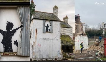 Cea mai recentă murală semnată de Banksy a fost distrusă în timpul demolării unei ferme abandonate