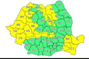 Avertizare de ploi, vânt și răcire accentuată a vremii, valabilă de luni dimineață până miercuri seara, în cea mai mare parte a țării