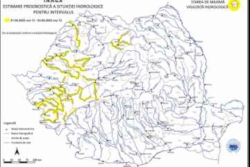 Atenţionare Cod galben de inundaţii pe râuri din 12 bazine hidrografice până luni, la ora 12:00