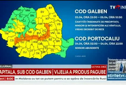 Cod galben de vreme deosebit de rece, precipitații şi intensificări ale vântului, până miercuri. Cod portocaliu de ninsori în Carpaţii Meridionali, sudul Carpaţilor Orientali şi în regiunea Moldovei