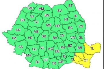 Patru judeţe din Dobrogea şi sud-estul Munteniei, sub Cod galben de ploi şi vânt puternic până miercuri după-amiază