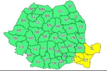 Cod galben de ploi și vânt puternic în Dobrogea și sud-estul Munteniei, până miercuri după-amiază